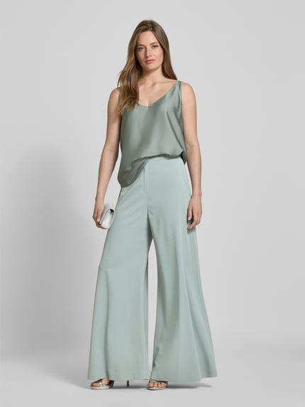 SWING Wide fit stoffen broek met elastische band Lindegroen - 1