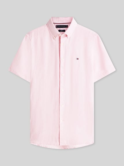 Tommy Hilfiger Regular Fit Kurzarmhemd aus reinem Leinen Rosa 2
