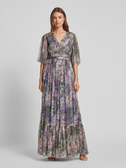 Lace & Beads Abendkleid mit V-Ausschnitt Lila 4