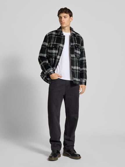 ONLY & SONS Regular fit overhemdjack met all-over motief, model 'GIO' Zwart - 1