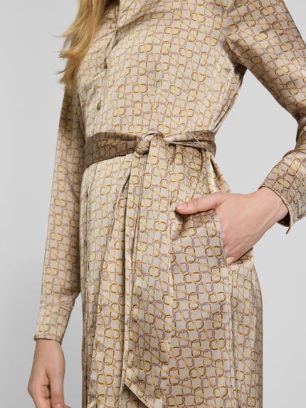 Lauren Ralph Lauren Hemdblusenkleid mit Bindegürtel Modell 'KAYIN' Beige Melange 3