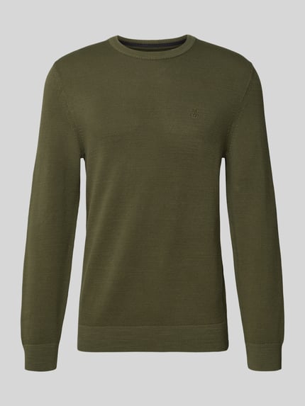 Produktfoto, Regular Fit Pullover aus reiner Baumwolle von Marc O'Polo, Optik: Unifarben, Materialverarbeitung: Piqué, Farbe: Olivgrün
