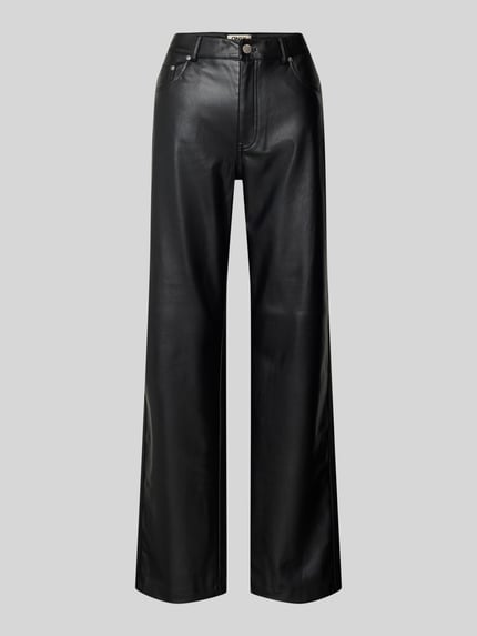 ONLY Wide leg broek in leerlook, model 'KIRI' Zwart - 2