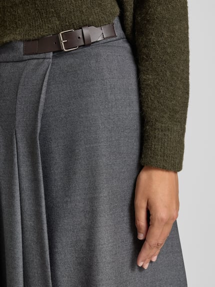 Weekend Max Mara Ausgestellter Wickelrock aus Schurwoll-Mix Modell 'FASTOSO' Mittelgrau Melange 3