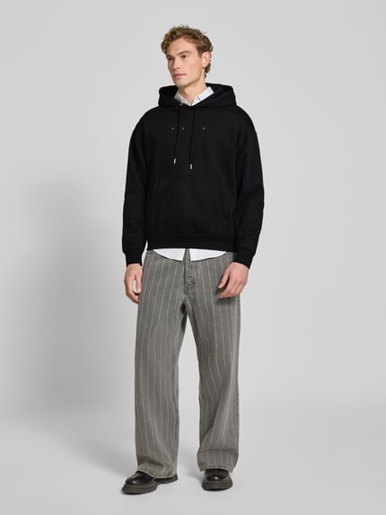 HUGO Bluza o kroju oversized z czystej bawełny model 'Devrohood' Czarny 1