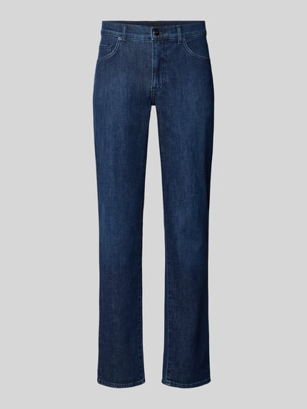 Produktfoto, dunkelblaue Regular Fit Jeans aus Baumwoll-Kaschmir-Mix Modell 'Cadiz' von Brax, Herren Straight Jeans, glatte Textur