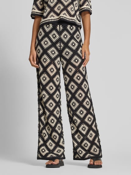 Jake*s Collection Stoffen broek met gehaakt kant en elastische band Zwart - 4