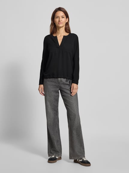 monari Blouseshirt met V-hals Zwart - 1
