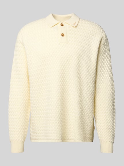 BLKVIS Strickpullover mit Polokragen Modell 'Script' Offwhite 2
