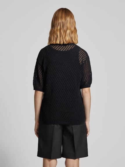 MANGO Strickshirt mit Lochmuster Modell 'REUS' Black 5