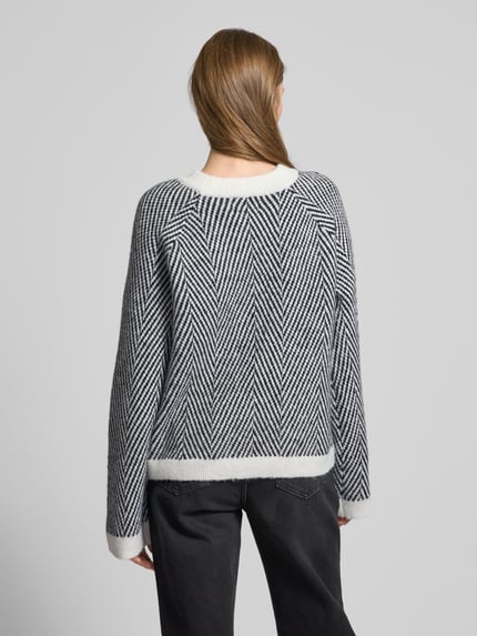 PIECES Regular Fit Strickpullover mit Wollanteil Modell 'OLENA' Metallic Black 5