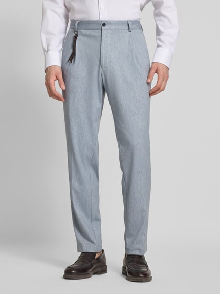 CG – CLUB of GENTS Tapered Fit Bundfaltenhose mit Applikation Modell 'Olf' Bleu 4