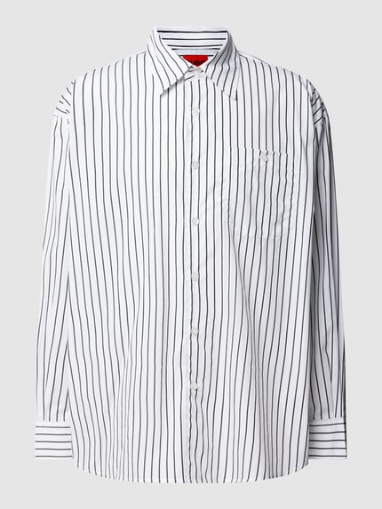 HUGO Relaxed Fit Freizeithemd mit Streifenmuster Modell 'Emaio' Weiss 2