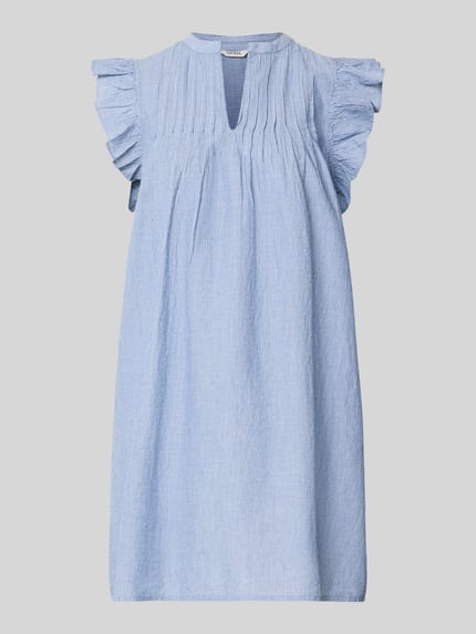 mbyM Knie-lange jurk met ruchesmouwen model 'Gemala' Blauw - 2