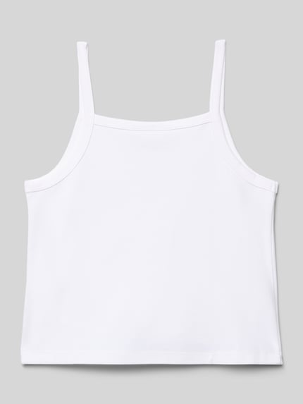 Produktfoto, weißes Regular Fit Trägertop aus Viskose-Mix Modell 'PUNTO STRAP TOP' von Calvin Klein Jeans, unifarben, schmale Träger