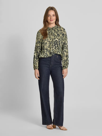 monari Regular Fit Bluse aus Viskose mit Animal-Print Gruen Melange 1