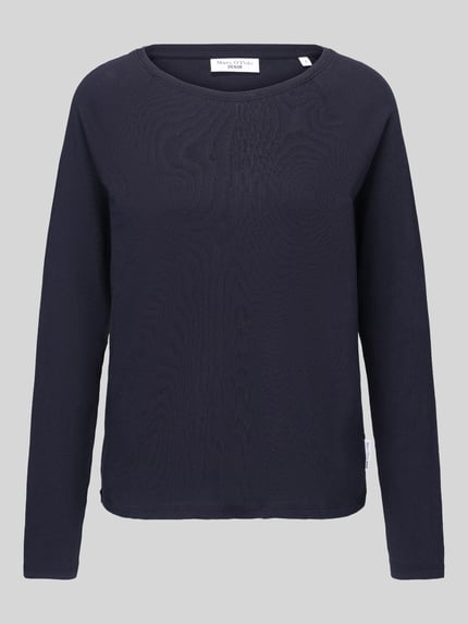 Produktfoto, Relaxed Fit Langarmshirt aus reiner Baumwolle von Marc O'Polo DENIM in Dunkelblau, glatte Textur, klare Linien