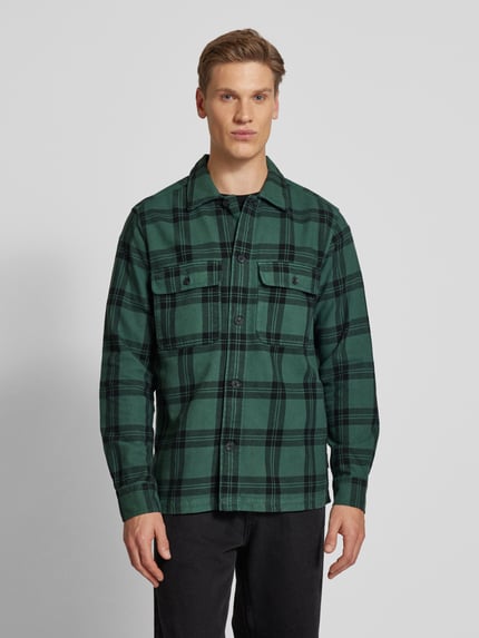 ONLY & SONS Regular Fit Freizeithemd mit New-Kent-Kragen Modell 'OLIVER' Dunkelgruen 4