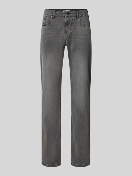 REVIEW Jeansy o kroju slim fit z elastycznej mieszanki bawełny z szlufkami na pasek Ciemnoszary 1
