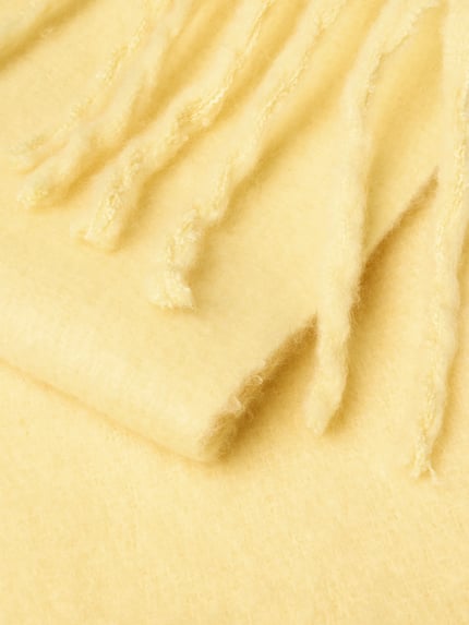 Produktfoto, Schal mit weichen Fransenenden von PIECES in zartem Gelb, strukturierte Oberfläche, kariertes Muster, Damen Schal