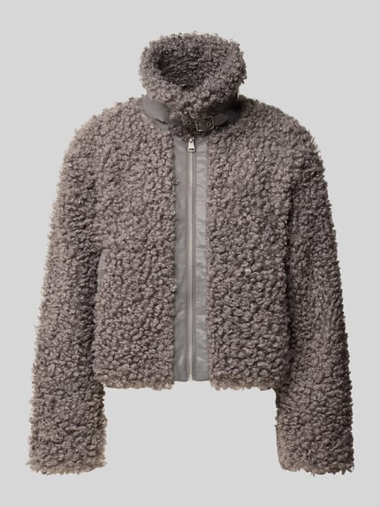 ONLY Teddyjacke mit hohem Stehkragen Graphit 1