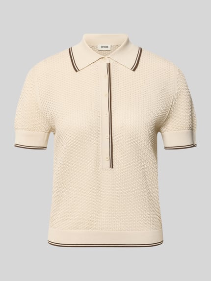 Koszulka z dzianiny z kołnierzykiem polo i listwą guzikową model 'MEROPE' Shop The Look MANNEQUINE