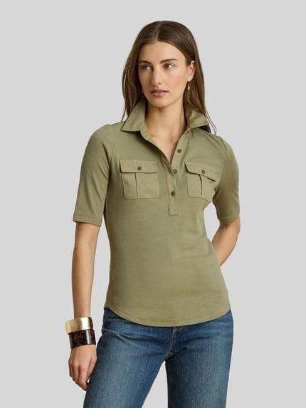 Lauren Ralph Lauren Slim Fit T-Shirt aus Baumwoll-Mix Modell 'HAIDELLE' Khaki 4