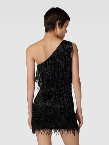 Lace & Beads Mini-jurk met one shoulder-band Zwart - 5