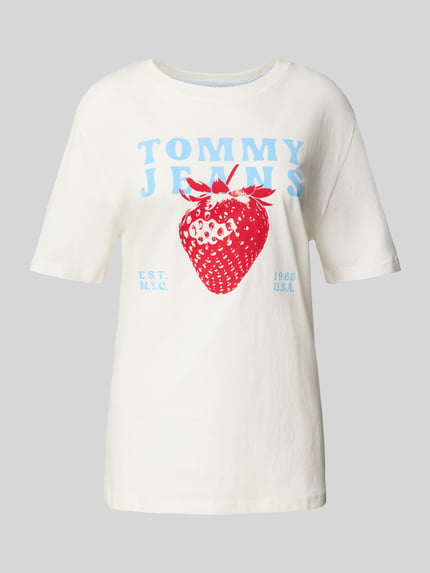 Tommy Jeans T-shirt o kroju relaxed fit z czystej bawełny Złamany biały 2