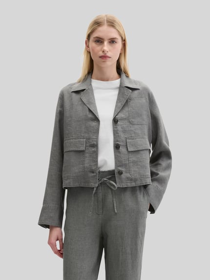Marc O'Polo Relaxed Fit Jacke aus reinem Leinen Mittelgrau Melange 4
