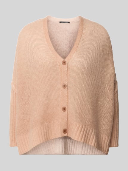 Produktfoto, Oversized Strickjacke mit Alpaka-Anteil von Luisa Cerano, Mieszanka materiałów z domieszką alpaki, krój oversized, na całej długości listwa guzikowa, dekolt w serek, prążkowane wykończenia, długość tyłu w rozmiarze 36: 34 cm, długość rękawów w rozmiarze 36: 58 cm