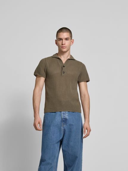 WON HUNDRED Koszulka polo w dzianinowej optyce w kroju slim fit Khaki 4