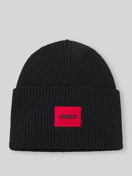 HUGO Mütze mit kontrastierendem Logo-Patch Black 2