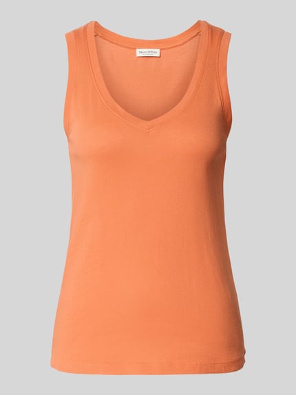 Produktfoto, Regular Fit Top aus reiner Baumwolle von Marc O'Polo, damski t-shirt w kolorze pomarańczowym, gładka faktura, damski t-shirt