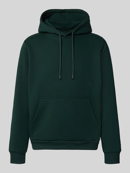 Produktfoto, Hoodie mit Känguru-Tasche Modell 'BRADLEY' von JACK & JONES in Dunkelgrün, Baumwoll-Mix, lockerer Schnitt, Kapuze mit Tunnelzug