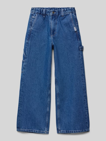 Element Jeansy z prostą nogawką i naszywką z logo model ‘CARPENTER’ Niebieski 1
