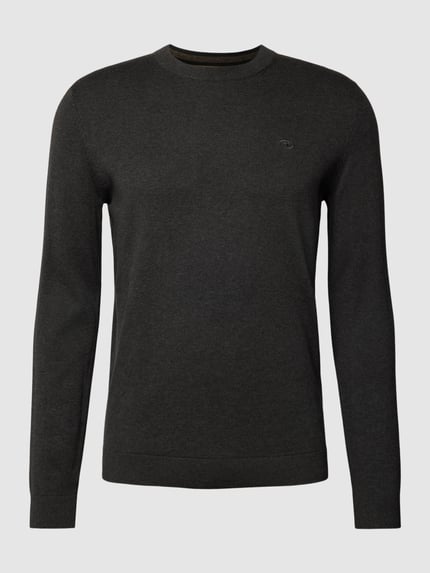 Tom Tailor Regular Fit Strickpullover aus reiner Baumwolle mit Rundhalsausschnitt Anthrazit 2