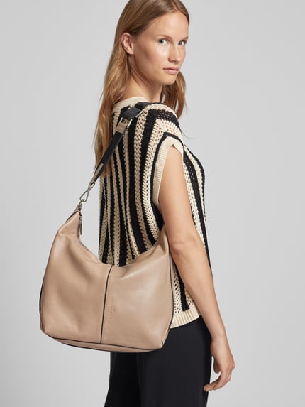 LIEBESKIND BERLIN Lederhandtasche mit Label-Prägung Modell 'Paris' Taupe 1