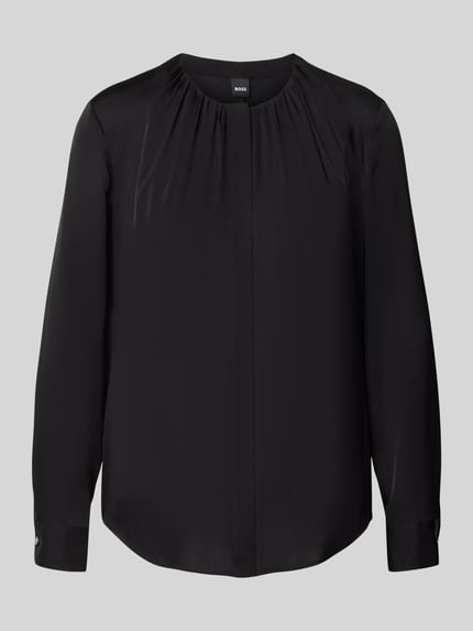 BOSS Bluzka o kroju slim fit z mieszanki jedwabiu model ‘Banorah’ Czarny 2