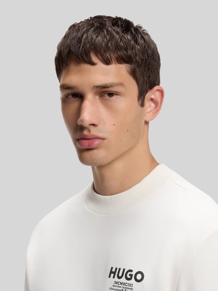 HUGO Blue Regular fit sweatshirt van puur katoen model 'Nespon' Offwhite - 3