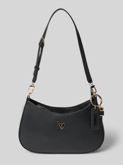 Produktfoto, Shoulder Bag in Leder-Optik Modell 'Noelle' von GUESS in Schwarz mit Logo-Detail und abnehmbarem Schulterriemen, strukturierte Oberfläche