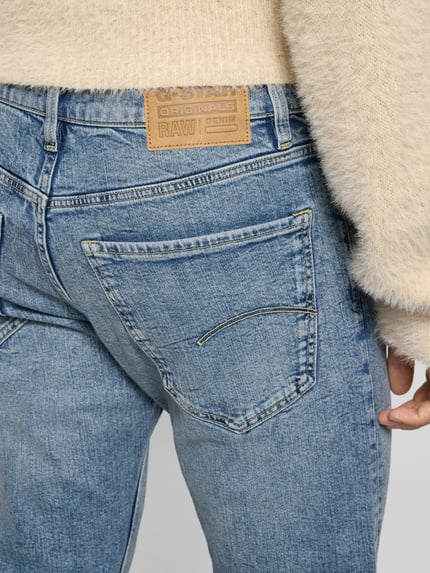 G-Star RAW Straight leg jeans met steek- en achterzakken, model 'Mosa' Jeansblauw - 3