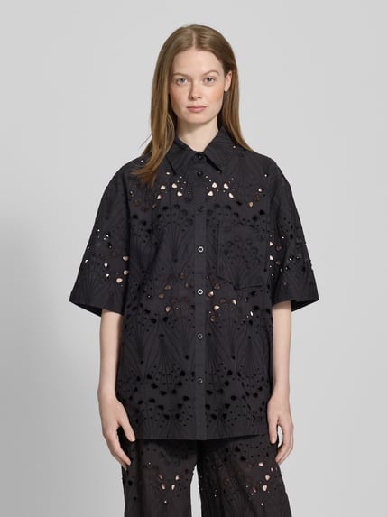 Gestuz Relaxed fit overhemdblouse van puur katoen, model 'baylor' Zwart - 4