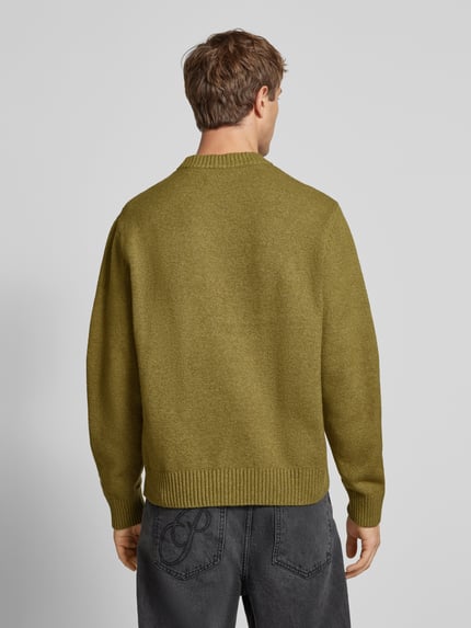 JACK & JONES Gebreide pullover met labelstitching, model 'NORREBRO' Olijfgroen - 5