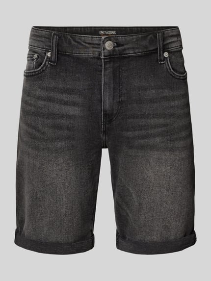 ONLY & SONS Regular Fit Jeansshorts aus Baumwoll-Mix Modell 'PLY' Black 2