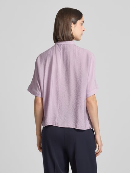 Marc O'Polo relaxed fit strikblouse van viscosemix Lila - 5