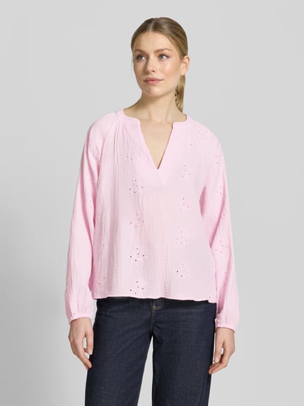 VERO MODA relaxed fit blouse met lange mouwen van puur katoen model 'NATALI' Felroze - 4