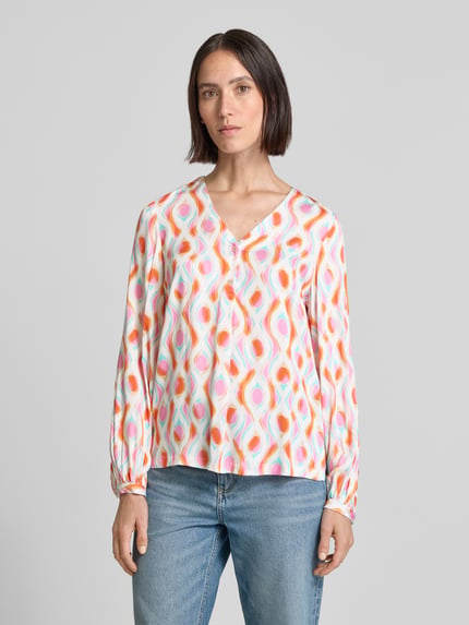 Emily Van den Bergh Regular Fit Bluse mit V-Ausschnitt Offwhite 4