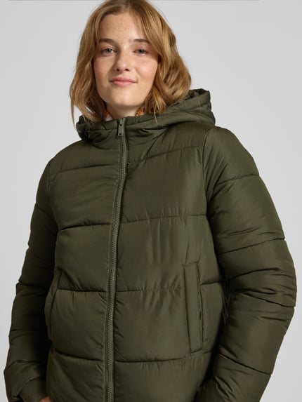 PIECES Regular Fit Steppjacke mit Kapuze Modell 'BEE NEW' Khaki 3