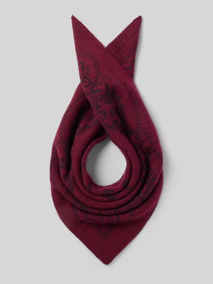 Produktfoto, Tuch aus Baumwoll-Mix mit Kaschmir-Anteil Modell 'Adelina' von Neo Noir, bordeauxrot, rechteckig, Strick-Optik, Paisley-Print, Breite 60 cm